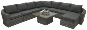 Rattanowy zestaw modułowy BORNEO LUXURY dla 8 osób (szary)