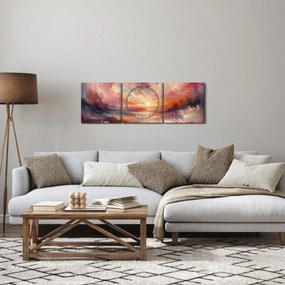Obraz - Malowane zorze (z zegarem) (90x30 cm)