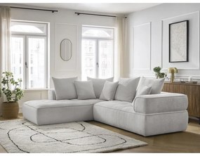 Jasnoszary narożnik z tkaniny szenilowej (lewostronny/w kształcie litery L) Whesley – Bobochic Paris