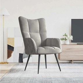 Fotel relaksacyjny Szary jasny Welurowy Wygodny i Elegancki