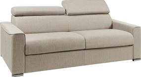 Kanapa 4-osobowa rozkładana typu express z tkaniny VIZIR - kolor beżowy - pow. spania: 160 cm - Materac 22 cm