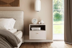 Szafka nocna wisząca Lorini z szufladą 45 cm - kaszmir / złoty uchwyt T-bar