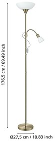 Lampa stojąca w kolorze brązu ze szklanym kloszem (wysokość 176,5 cm) UP 2 – EGLO