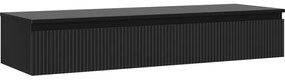 Mexen Rivel szafka łazienkowa podumywalkowa 140 cm z blatem, 1 szuflada, ryflowana , czarna mat - 91A20-14023-1-BFC71