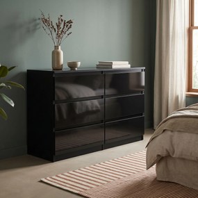 Komoda NUDO 138,5 cm do Salonu Sypialni 6 Szuflad Czarny