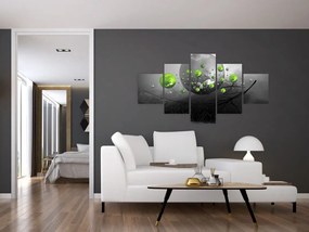 Obraz zielonych abstrakcyjnych kul (125x70 cm)