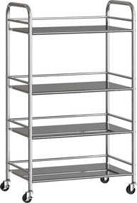 HOMCOM Wózek kuchenny, 4 poziomy, regulowane półki, uchwyty, do kuchni i salonu, srebrny, 60 x 35 x 100 cm | Aosom PL