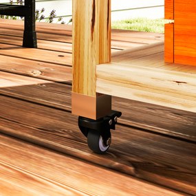 Outsunny Wyspa kuchenna na zewnątrz, Wózek grillowy ze szafką i półkami, Kuchenny wózek z drewna i stali nierdzewnej, na kółkach, Drewno naturalne