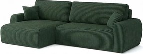 Stylowy narożnik rozkładany lewostronny  ARIEL L 246x150x87 cm w tkaninie Velo 79 butelkowa zieleń