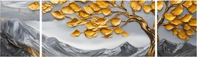 Obraz – Drzewo ze złotymi liśćmi (170x50 cm)
