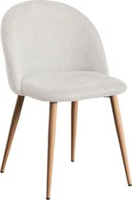 Krzesło Jadalniane Tapicerowane I Stalowe Kana Natural Wood & Tkaniny Distressed White & Tkanin - Sklum