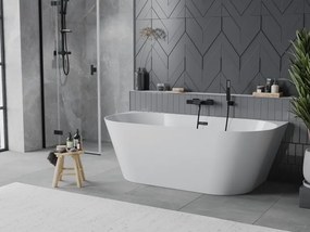 Mexen Oval Slim wanna wolnostojąca przyścienna 170 x 80 cm, biała, przelew czarny - 52661708000-70