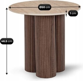 Stolik Kawowy ALMERIA 50 cm Trawertyn/Orzech Nowoczesny
