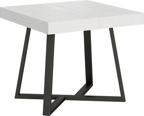 Stół rozkładany 90/194x90 cm Zeplir frassino biała nogi antracytowe