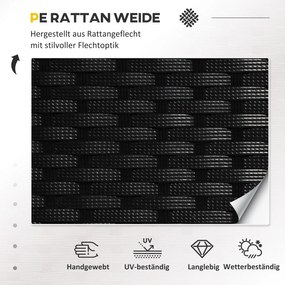 Outsunny komplet wypoczynkowy z technorattanu 7 elementów z poduszkami kolor czarny