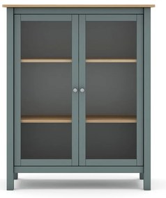 Szarozielona witryna z litego drewna sosnowego 90x110x40 cm Misti – Marckeric
