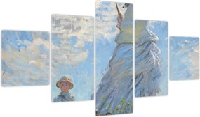 Obraz - Claude Monet, Woman with a Parasol - Madame Monet and Her Son, reprodukcje (125x70 cm)