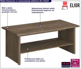 Prostokątna ława kawowa z półką dąb lefkas - Aiken 5X