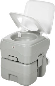 HOMCOM Przenośna toaleta kempingowa, maks. obciążenie 147 kg, 20L, do kempingu, wędrówek, podróży, wędkowania, 41,5 x 36,5 x 42 cm, szara | Aosom PL