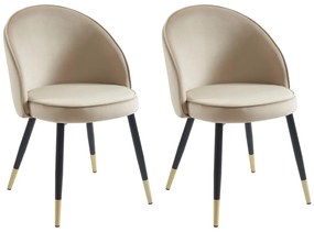 Zestaw 2 krzeseł z weluru i metalu - Beżowy - MAYLINA