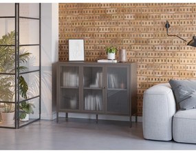 Szara metalowa witryna 121x90x40 cm Layna – Marckeric