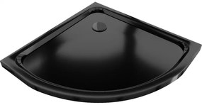 Mexen Flat brodzik półokrągły slim 100 x 100 cm, czarny, syfon czarny - 41701010B