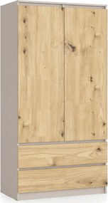 Szafa dwudrzwiowa z szufladami kaszmir + dąb artisan P6-F53