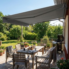 Outsunny Markiza Balkonowa 350 x 300 cm z Korbą i Uchwytami Ściennymi, Regulowany Kąt Nachylenia | Aosom PL