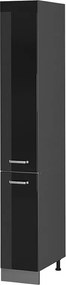 Szafka aptekarska czarny wysoki połysk 30x57.2x206.8 r-line