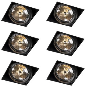 Zestaw 6 reflektorów wpuszczanych czarnych AR111 z możliwością pochylania i obracania, bezramkowych - Oneon