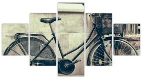 Obraz - Vintage rower z kwiatami (125x70 cm)