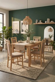 Drewniane krzesło tapicerowane dąb sonoma L6-W00