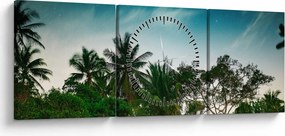 Obraz - palmy (z zegarem) (90x30 cm)