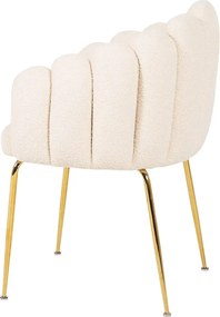 Białe metalowe krzesło boucle ze złotymi nogami D5-Z93