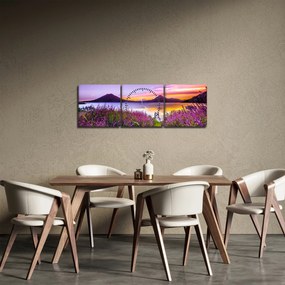 Obraz jeziora (z zegarem) (90x30 cm)