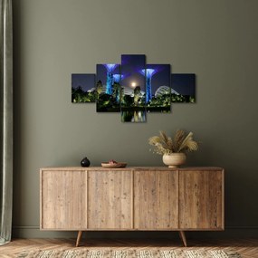 Obraz przedstawiający pełnię księżyca w ogrodach Singapuru (125x70 cm)