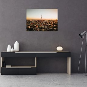 Obraz zachodu słońca nad Žižkov (70x50 cm)