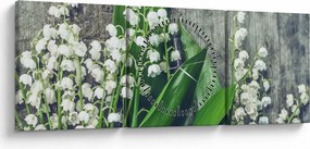 Obraz konwalii (z zegarem) (90x30 cm)