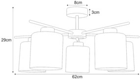 Lampa sufitowa z pięcioma kloszami beżowa C7-D56