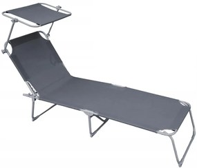 Leżak z regulowanym oparciem i daszkiem szary B6-B61