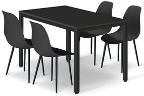 Stylowy czarny zestaw stół z 4 krzesłami S9-K22