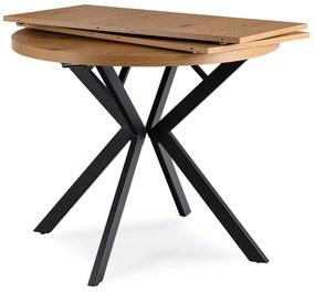 Stół Okrągły Rozkładany DORIAN 80-160 cm Dąb Złoty/Czarny Nowoczesny