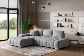 Masseno Narożnik ALESE z funkcją spania i pojemnikiem na pościel Narozniki L, Rozkładana sofa - Jasnoszary, MONOLITH 84