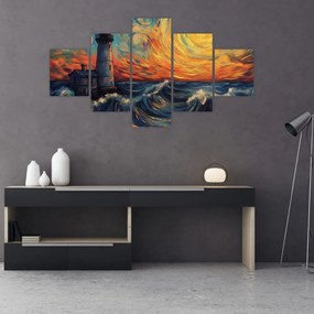 Obraz - Latarnia morska w falach (125x70 cm)