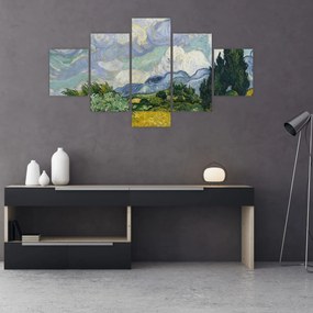 Obraz - Vincent van Gogh, Wheat Field with Cypresses, reprodukcje (125x70 cm)