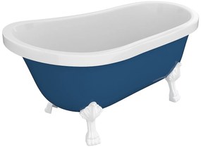 Wanna wolnostojąca retro z białymi nogami w kształcie lwich łap - 200 l - 145 x 74 x 77 cm - Niebieski - NISOS