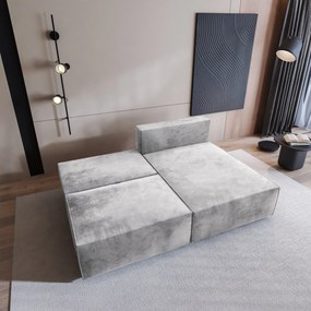 Masseno Narożnik FIORO z funkcją spania i pojemnikiem na pościel Narozniki L, Rozkładana sofa - Jasnoszary, MONOLITH 84