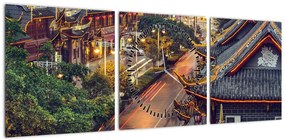 Obraz - Qintai Road, Chengdu, Chiny (z zegarem) (90x30 cm)