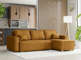Rozkładana narożna sofa SMART COSARO musztardowa, dwustronna + 2 poduszki GRATIS