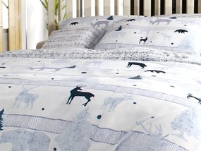 PrzytulneMieszkanie.pl PrzytulneMieszkanie.pl Bawełniana pościel Renforcé SOBI I DRZEWA biała Rozmiar pościeli: 70 x 90 cm | 140 x 220 cm